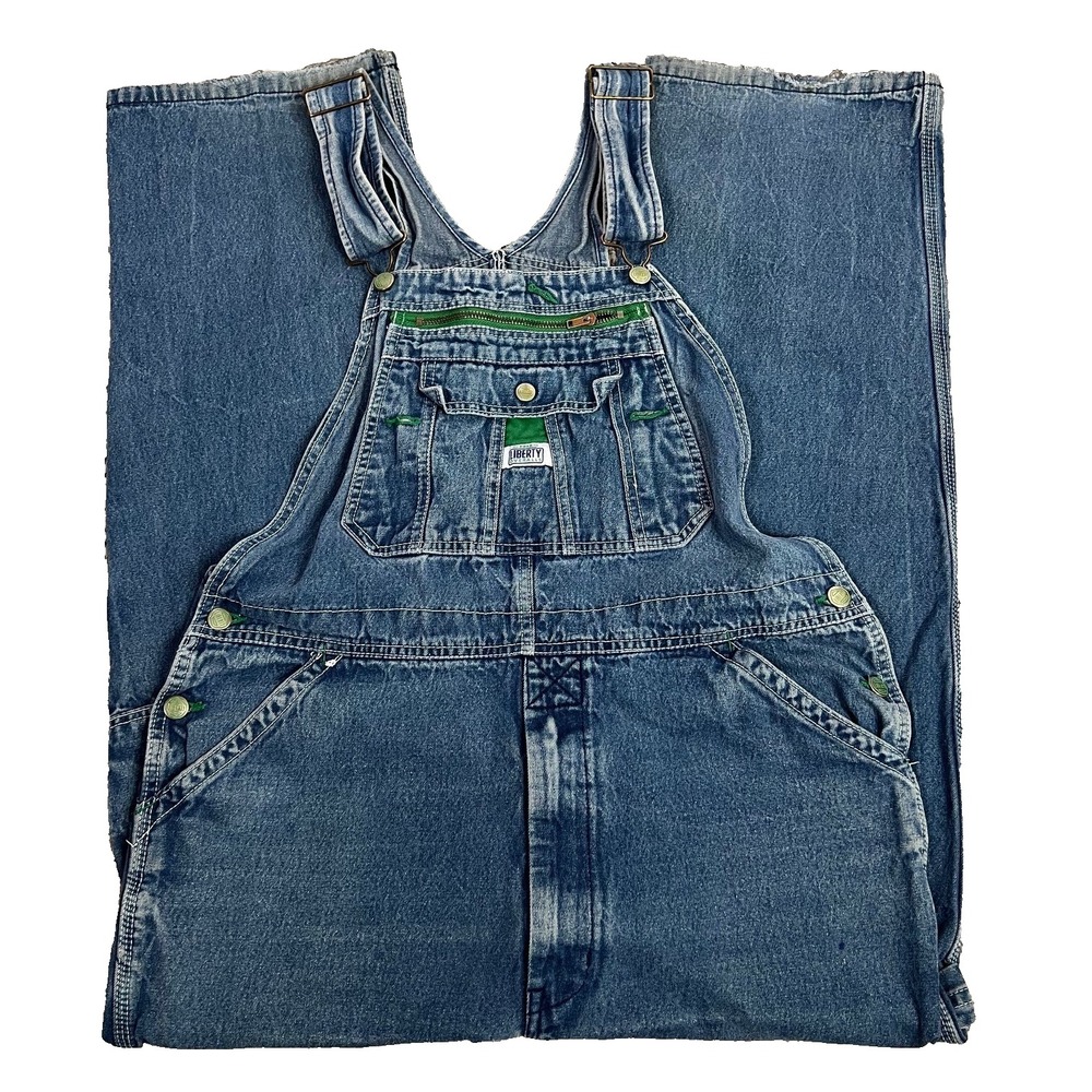 Liberty Overalls Mens 36x32 Blue Denim Bib Workwear Carpenter Work Jeans Vintage
